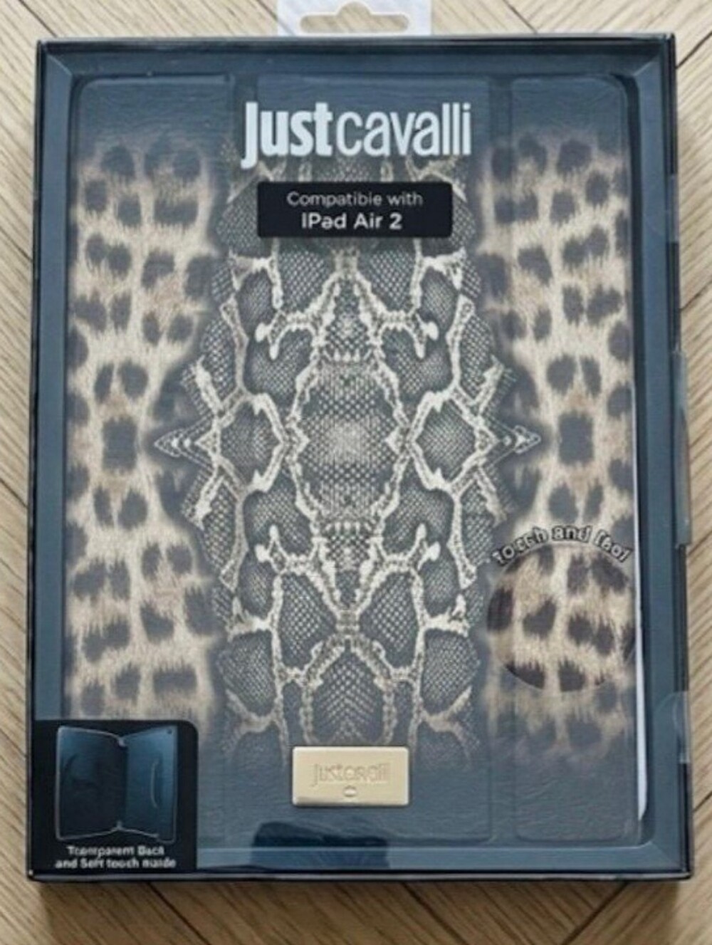 NIB, Just Cavalli Brown Leopard & Snake Pattern iPad Air 2 Case